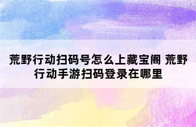 荒野行动扫码号怎么上藏宝阁 荒野行动手游扫码登录在哪里